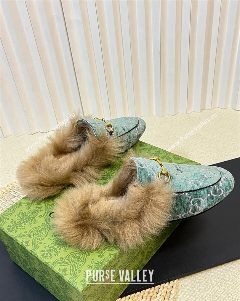 Gucci GG Velvet and Wool Slipper Light Green 2023 1024 (MD-231024021)