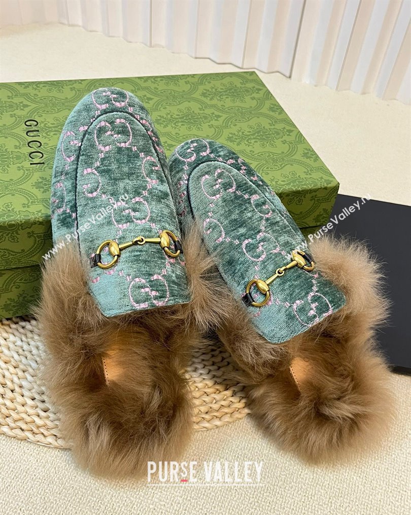 Gucci GG Velvet and Wool Slipper Light Green 2023 1024 (MD-231024021)