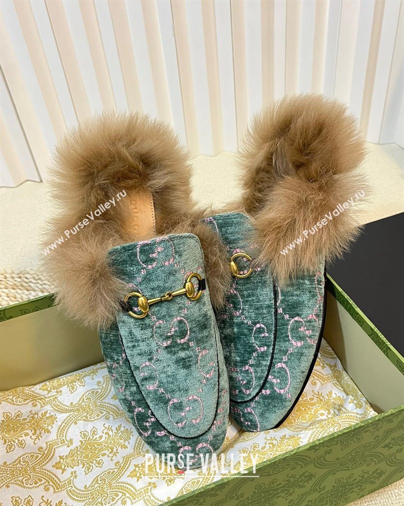 Gucci GG Velvet and Wool Slipper Light Green 2023 1024 (MD-231024021)