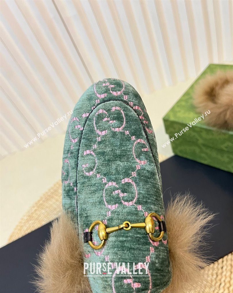 Gucci GG Velvet and Wool Slipper Light Green 2023 1024 (MD-231024021)