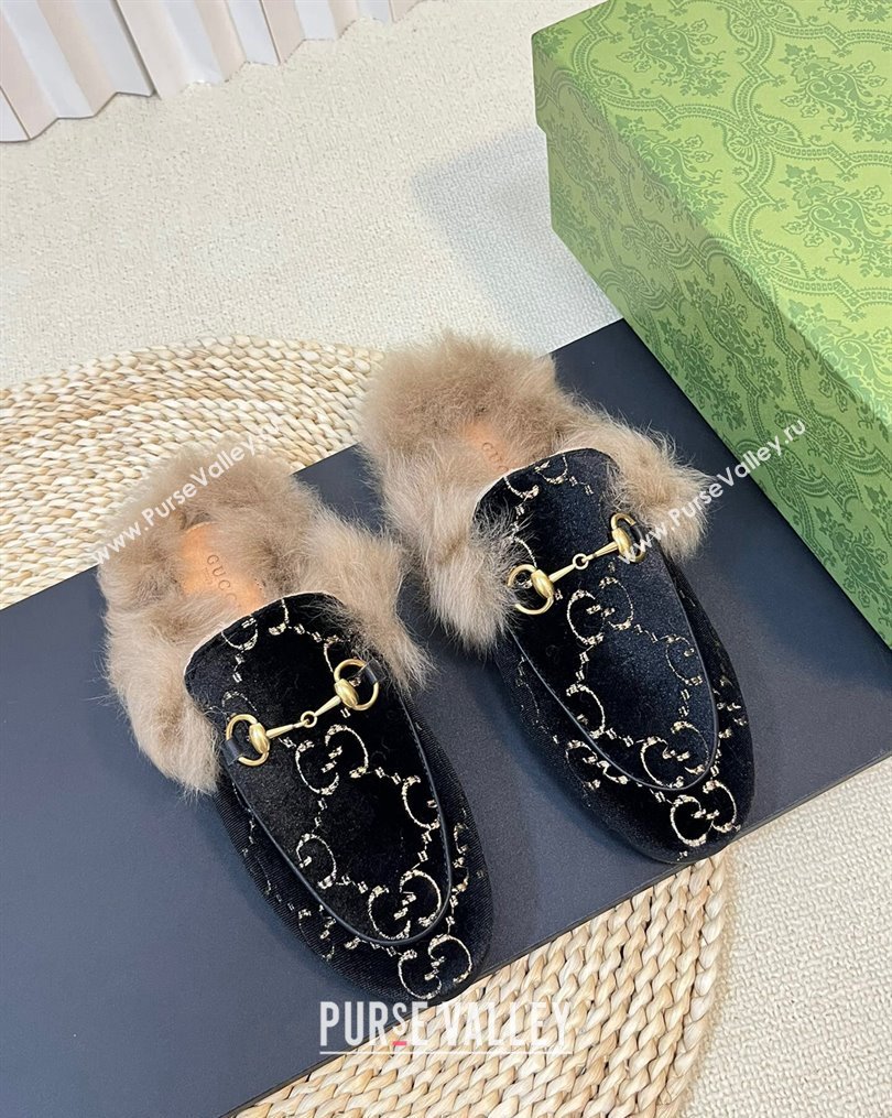 Gucci GG Velvet and Wool Slipper Black/Beige 2023 1024 (MD-231024022)