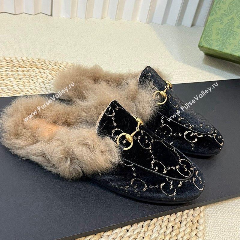 Gucci GG Velvet and Wool Slipper Black/Beige 2023 1024 (MD-231024022)