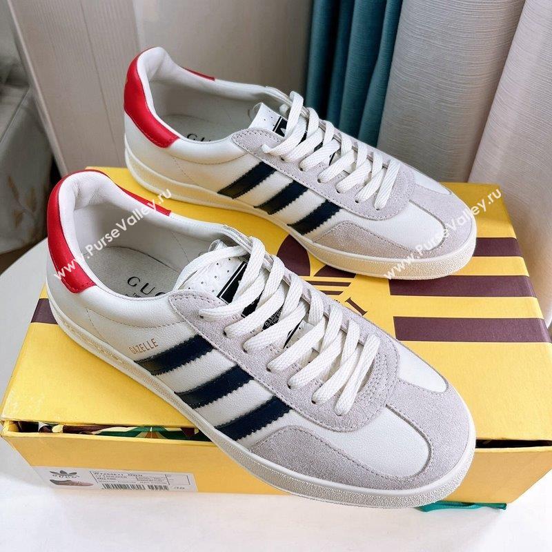 adidas x Gucci Gazelle Leather and Suede Low-top Sneakers White/Grey 2023 1024 (GDX-231024003)