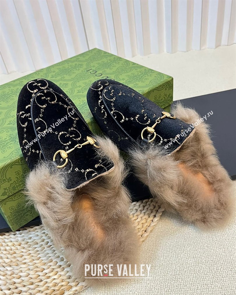 Gucci GG Velvet and Wool Slipper Black/Beige 2023 1024 (MD-231024022)