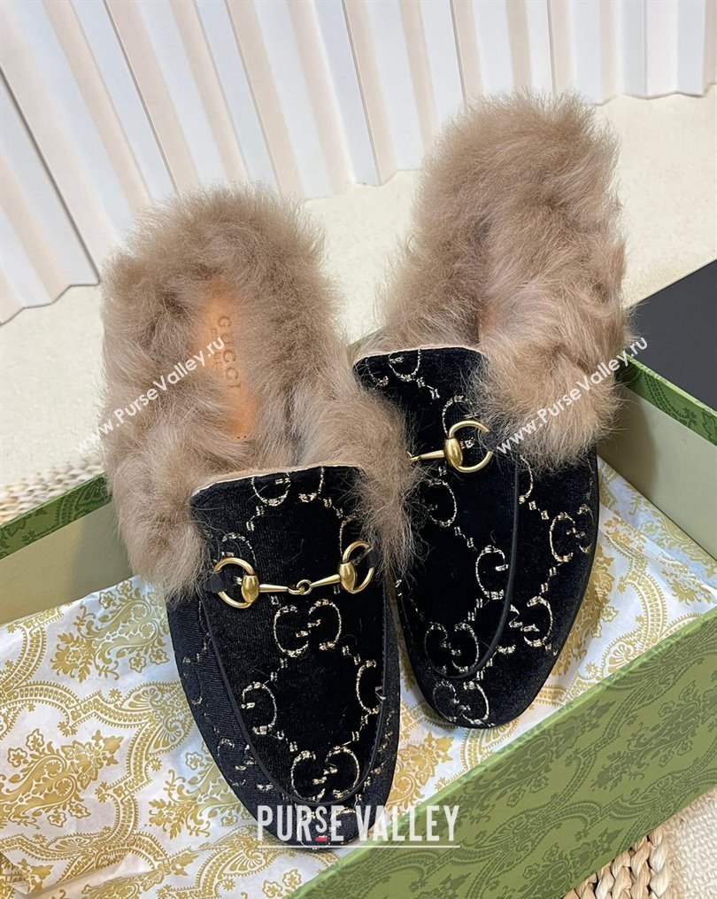 Gucci GG Velvet and Wool Slipper Black/Beige 2023 1024 (MD-231024022)