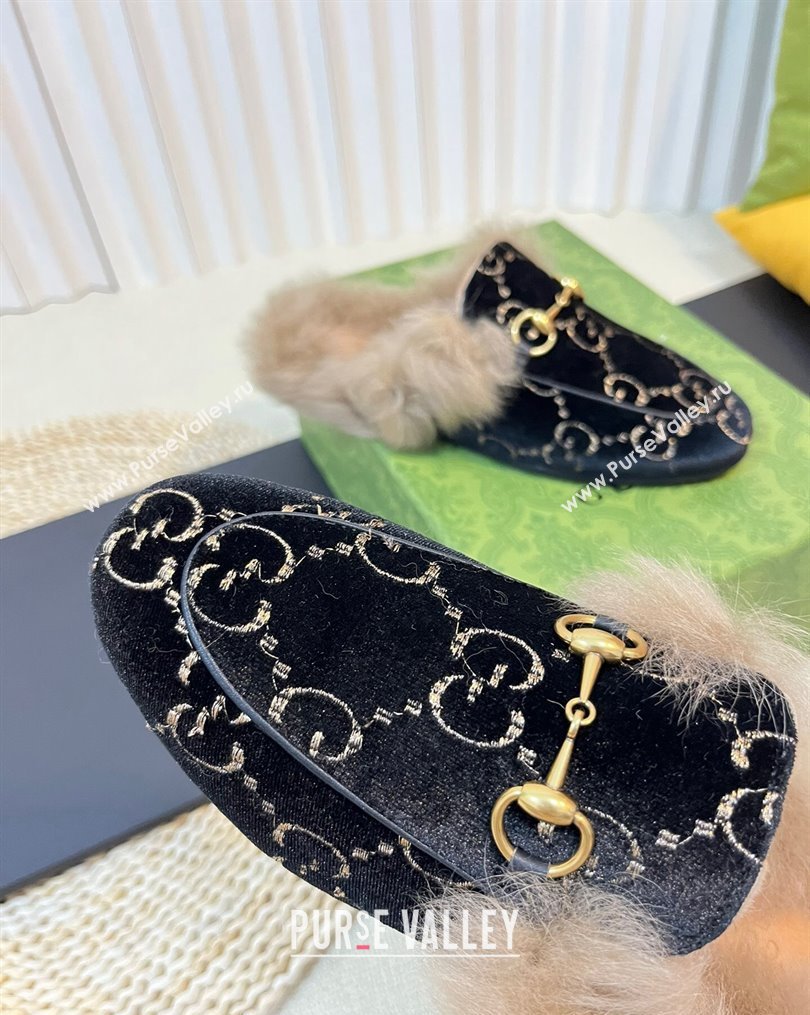 Gucci GG Velvet and Wool Slipper Black/Beige 2023 1024 (MD-231024022)