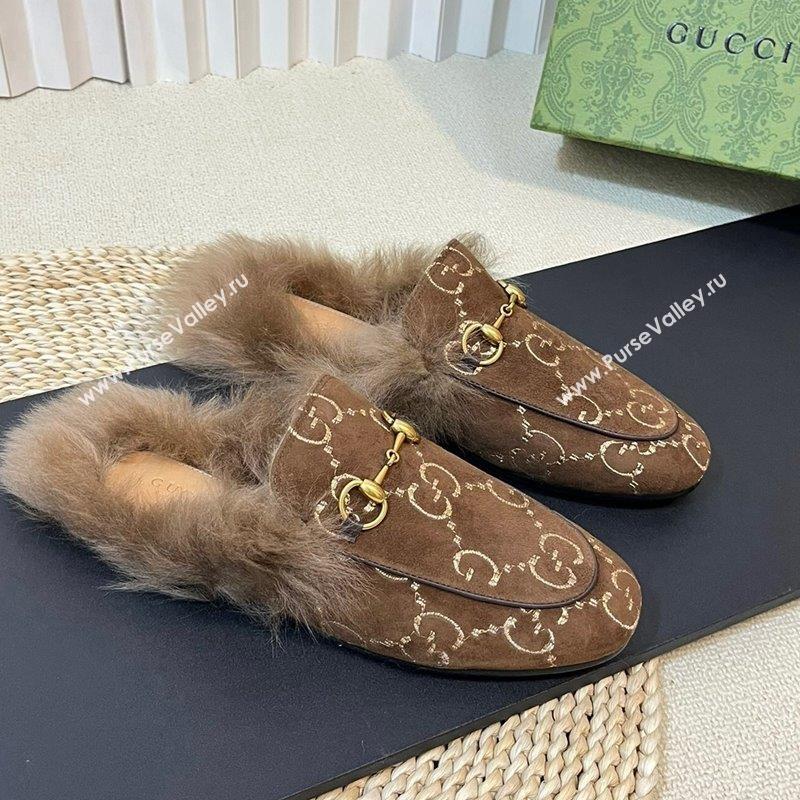 Gucci GG Velvet and Wool Slipper Brown 2023 1024 (MD-231024023)