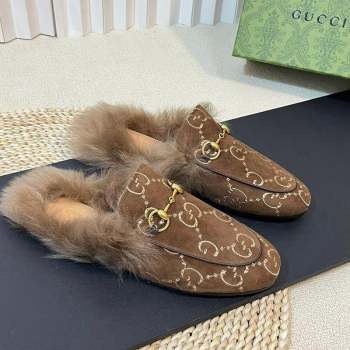 Gucci GG Velvet and Wool Slipper Brown 2023 1024 (MD-231024023)