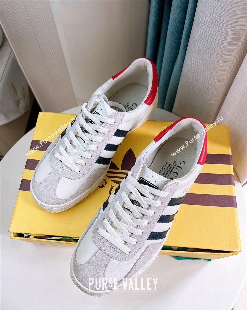 adidas x Gucci Gazelle Leather and Suede Low-top Sneakers White/Grey 2023 1024 (GDX-231024003)