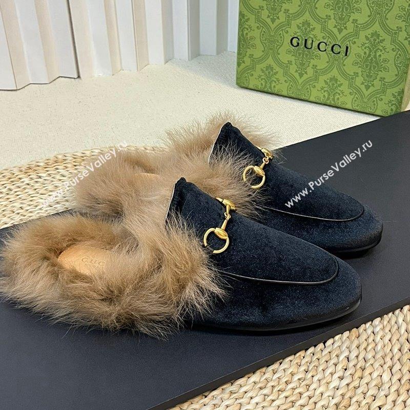 Gucci Velvet and Wool Slippers Black 3 2023 1024 (MD-231024025)