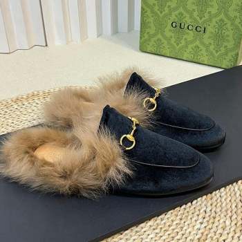 Gucci Velvet and Wool Slippers Black 3 2023 1024 (MD-231024025)