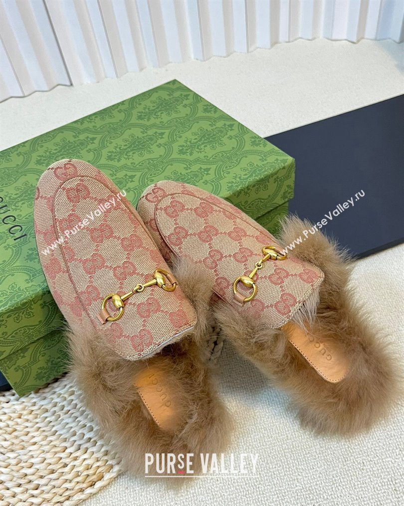 Gucci GG Canvas and Wool Slippers Beige/Brown 2023 1024 (MD-231024024)