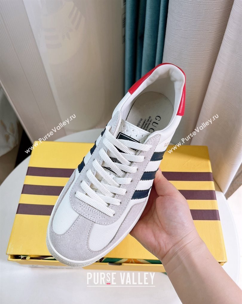 adidas x Gucci Gazelle Leather and Suede Low-top Sneakers White/Grey 2023 1024 (GDX-231024003)