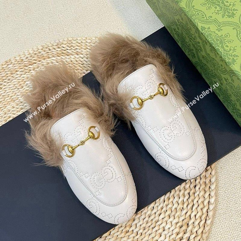 Gucci GG Leather and Wool Slippers White 2023 1024 (MD-231024026)