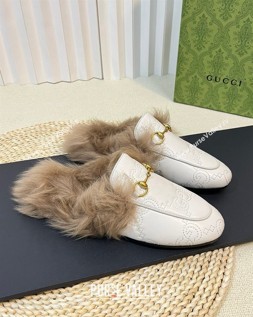 Gucci GG Leather and Wool Slippers White 2023 1024 (MD-231024026)