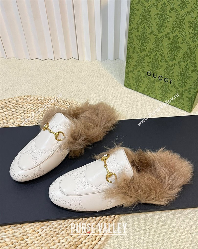 Gucci GG Leather and Wool Slippers White 2023 1024 (MD-231024026)