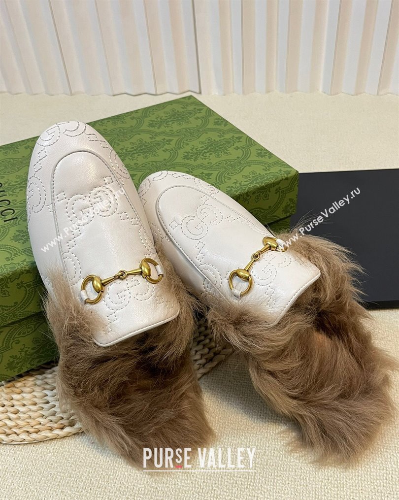 Gucci GG Leather and Wool Slippers White 2023 1024 (MD-231024026)