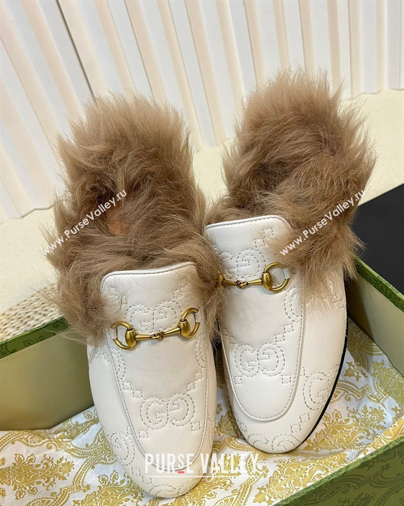 Gucci GG Leather and Wool Slippers White 2023 1024 (MD-231024026)