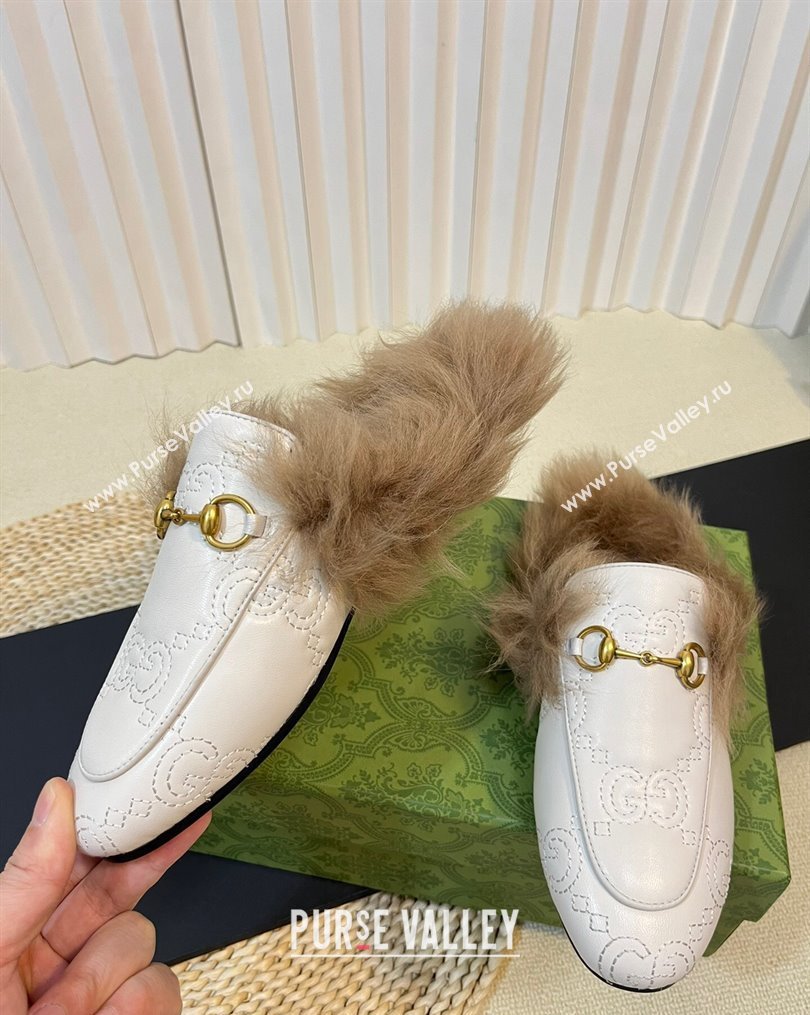 Gucci GG Leather and Wool Slippers White 2023 1024 (MD-231024026)