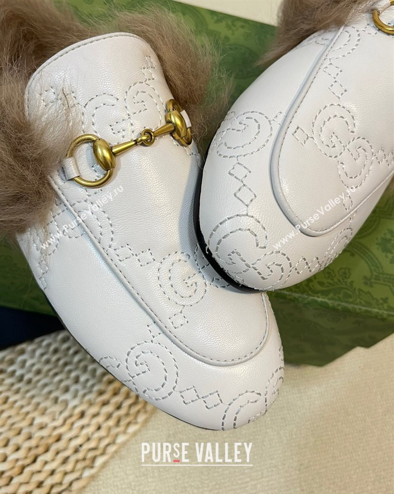 Gucci GG Leather and Wool Slippers White 2023 1024 (MD-231024026)