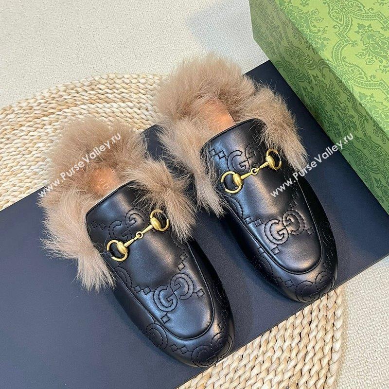 Gucci GG Leather and Wool Slippers Black 2023 1024 (MD-231024027)