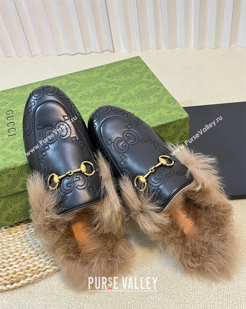 Gucci GG Leather and Wool Slippers Black 2023 1024 (MD-231024027)