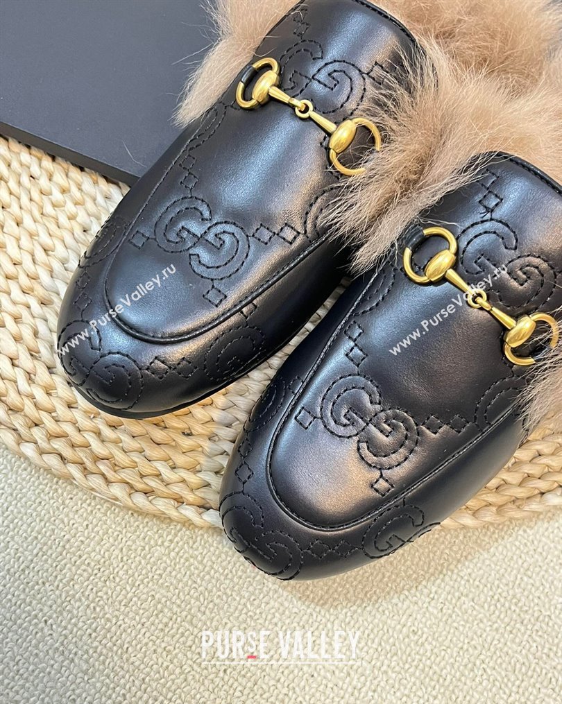 Gucci GG Leather and Wool Slippers Black 2023 1024 (MD-231024027)