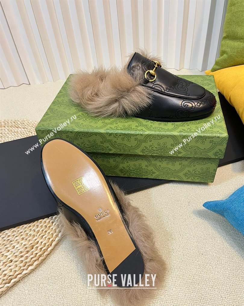 Gucci GG Leather and Wool Slippers Black 2023 1024 (MD-231024027)