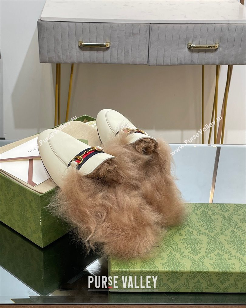 Gucci Leather and Wool Slippers with Horsebit and Web White 2023 (MD-231025004)