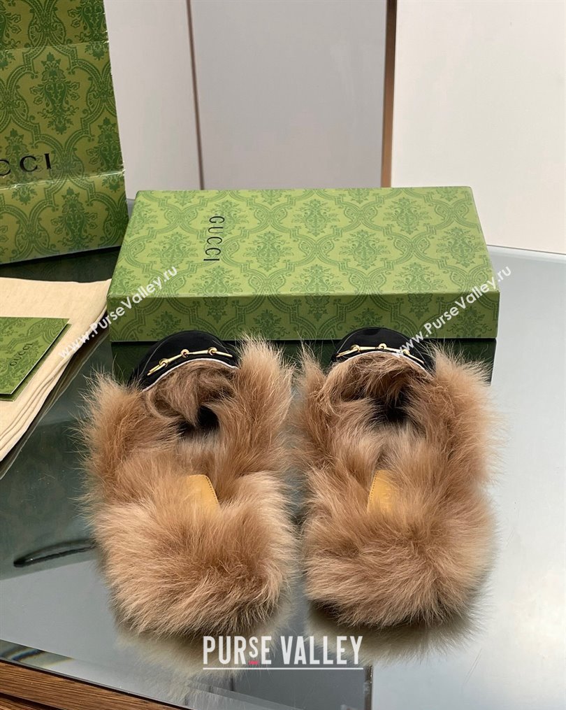 Gucci Suede and Wool Slippers with Horsebit Black 2023 1025 (MD-231025006)