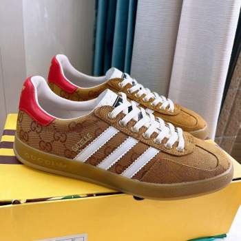 adidas x Gucci Gazelle GG Canvas Low-top Sneakers Yellow 2023 1024 (GDX-231024006)