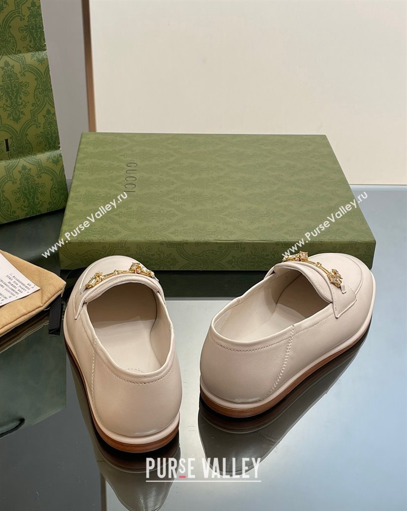 Gucci Horsebit Flat Loafers with Crystals in Leather White 2023 ‎759780 (MD-231025020)