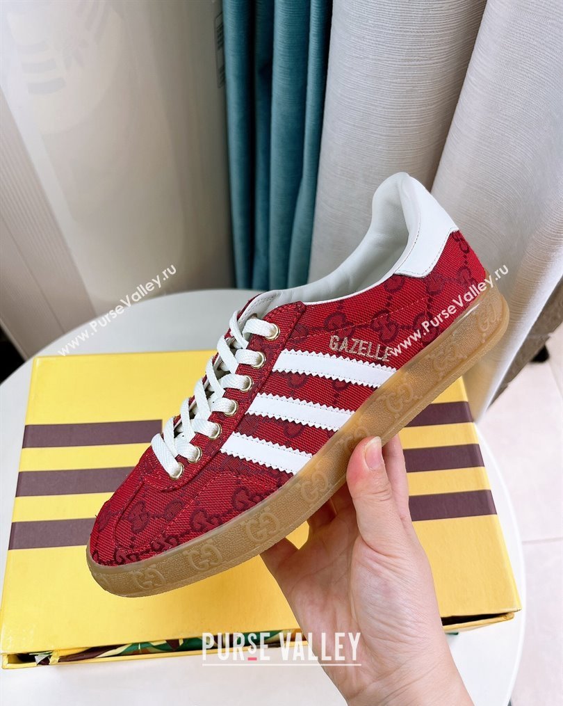 adidas x Gucci Gazelle GG Canvas Low-top Sneakers Red 2023 1024 (GDX-231024008)