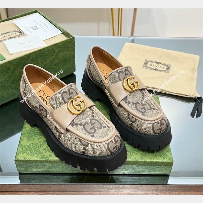 Gucci GG Canvas Platform Loafers 4.5cm with GG Light Beige 2023 1025 (MD-231025034)