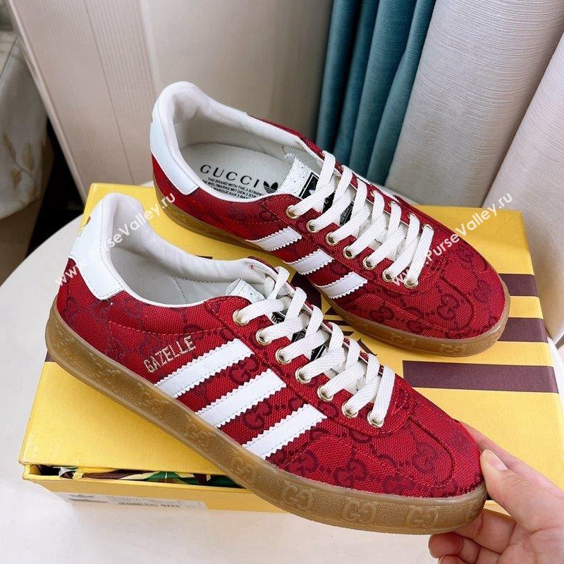 adidas x Gucci Gazelle GG Canvas Low-top Sneakers Red 2023 1024 (GDX-231024008)