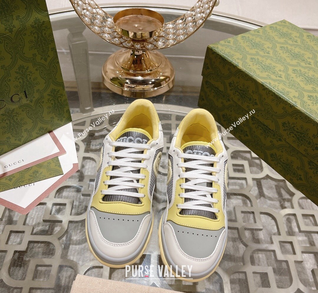 Gucci MAC80 Sneakers in Leather and Fabric Light Yellow 2023 (SS-231025037)