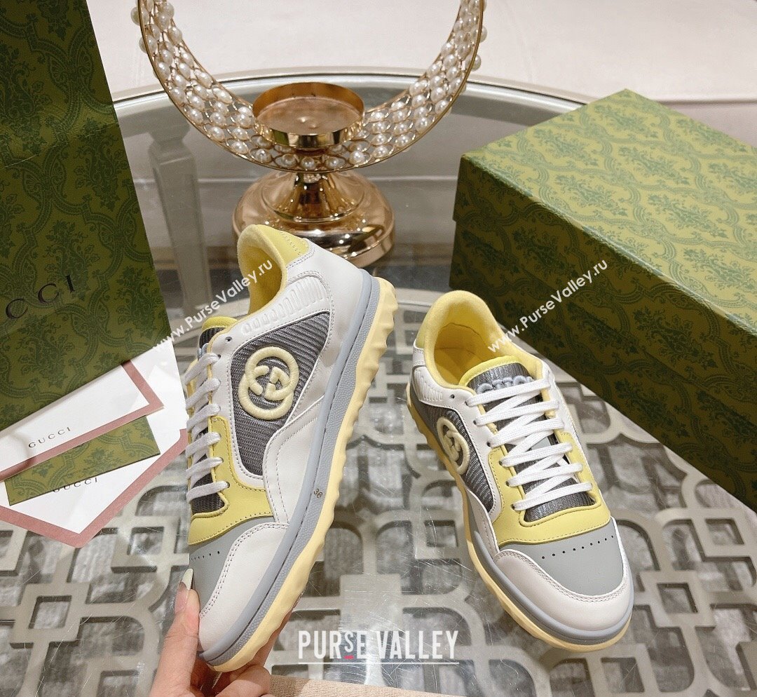 Gucci MAC80 Sneakers in Leather and Fabric Light Yellow 2023 (SS-231025037)