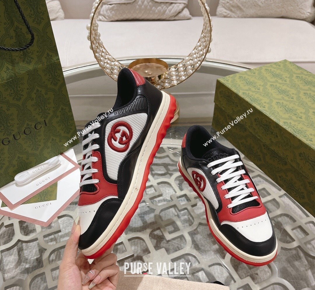 Gucci MAC80 Sneakers in Leather and Fabric Black/White/Red 2023 (SS-231025039)