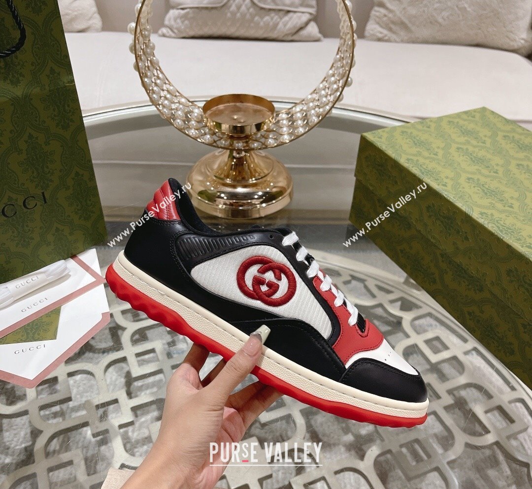 Gucci MAC80 Sneakers in Leather and Fabric Black/White/Red 2023 (SS-231025039)