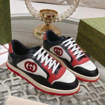 Gucci MAC80 Sneakers in Leather and Fabric Black/White/Red 2023 (SS-231025039)