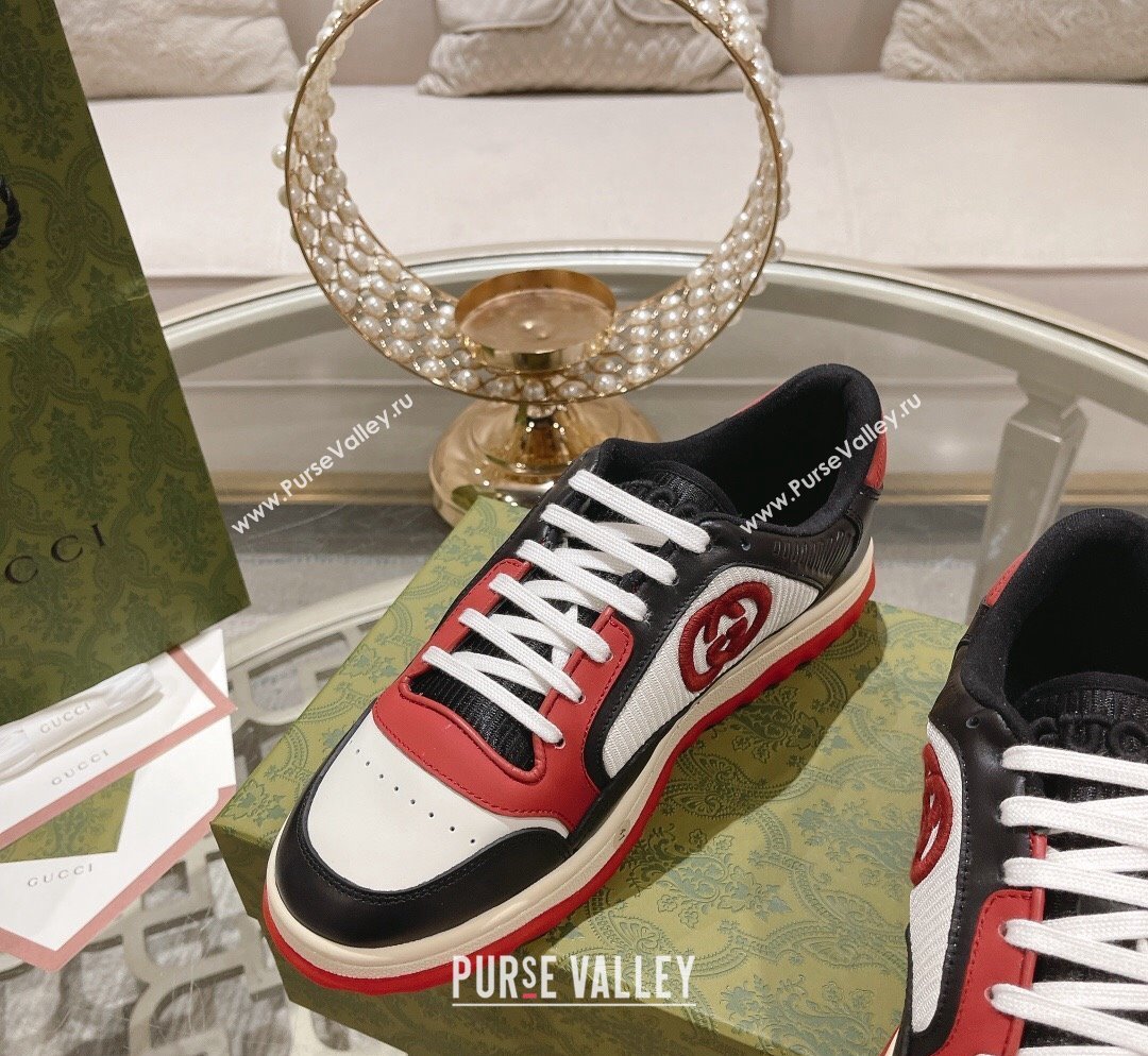 Gucci MAC80 Sneakers in Leather and Fabric Black/White/Red 2023 (SS-231025039)