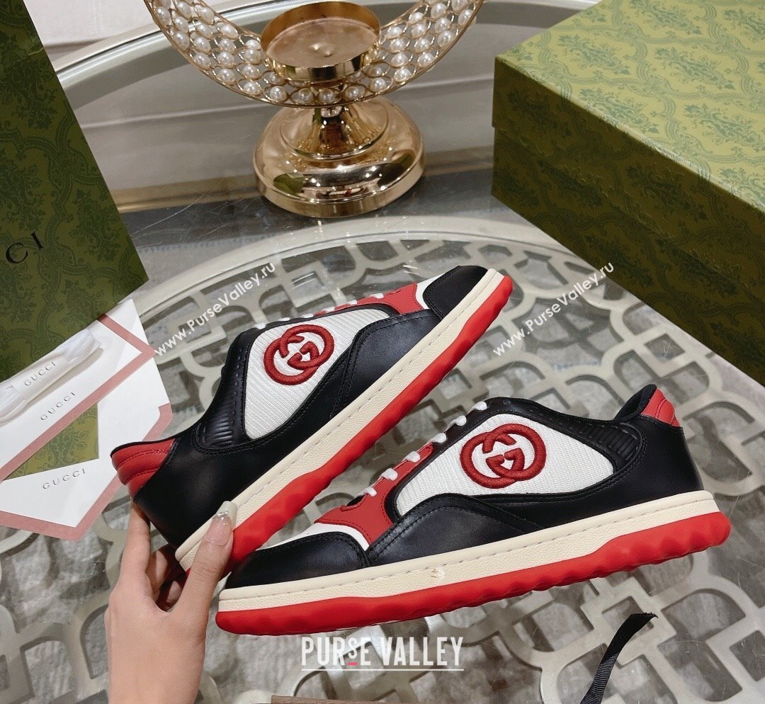 Gucci MAC80 Sneakers in Leather and Fabric Black/White/Red 2023 (SS-231025039)