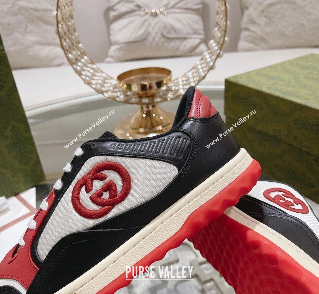 Gucci MAC80 Sneakers in Leather and Fabric Black/White/Red 2023 (SS-231025039)