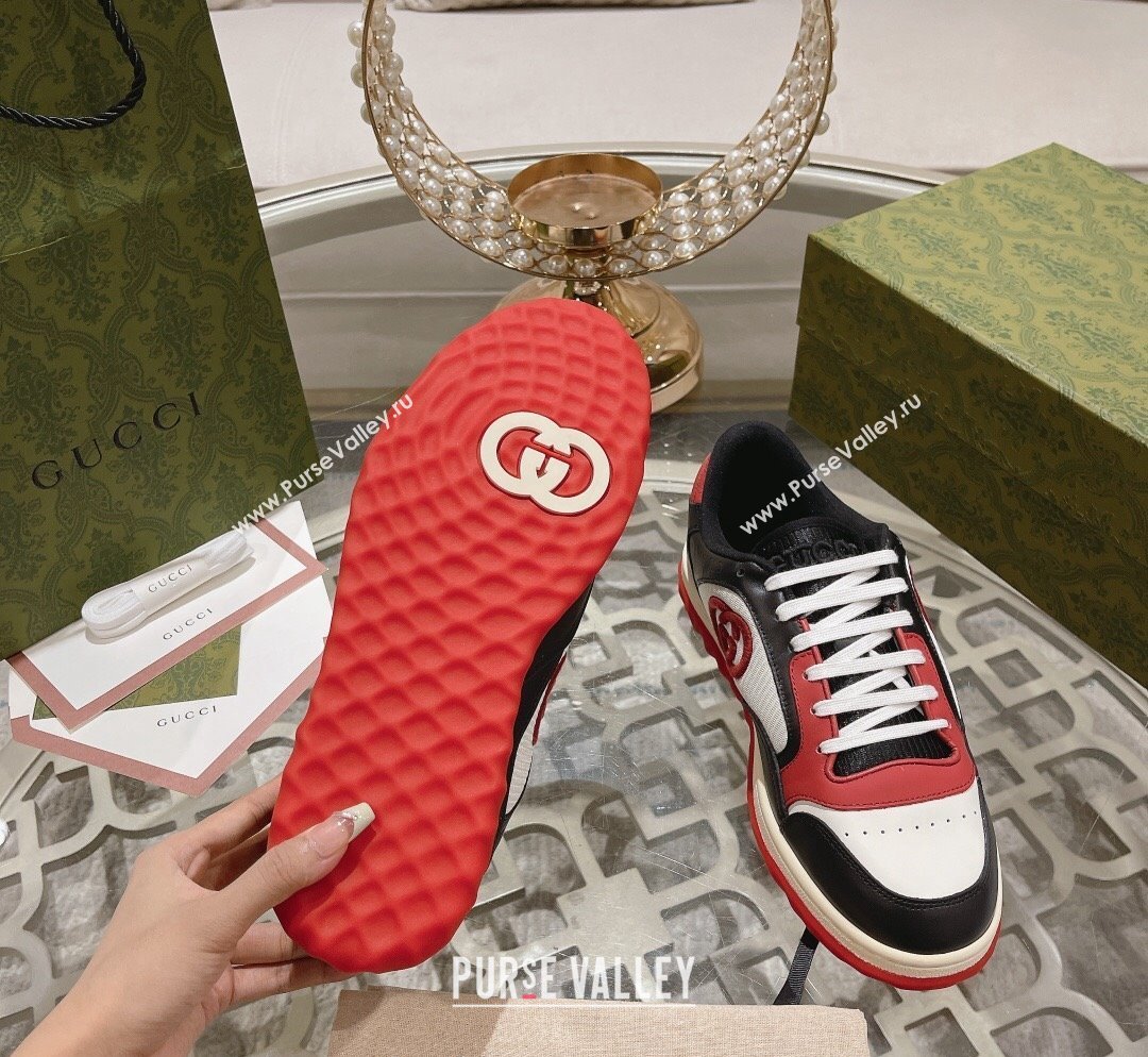 Gucci MAC80 Sneakers in Leather and Fabric Black/White/Red 2023 (SS-231025039)