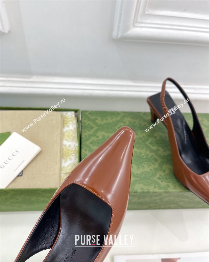 Gucci Leather Slingback Pumps ‎5.5cm 764192 Dark Brown 2023 (MD-231024009)