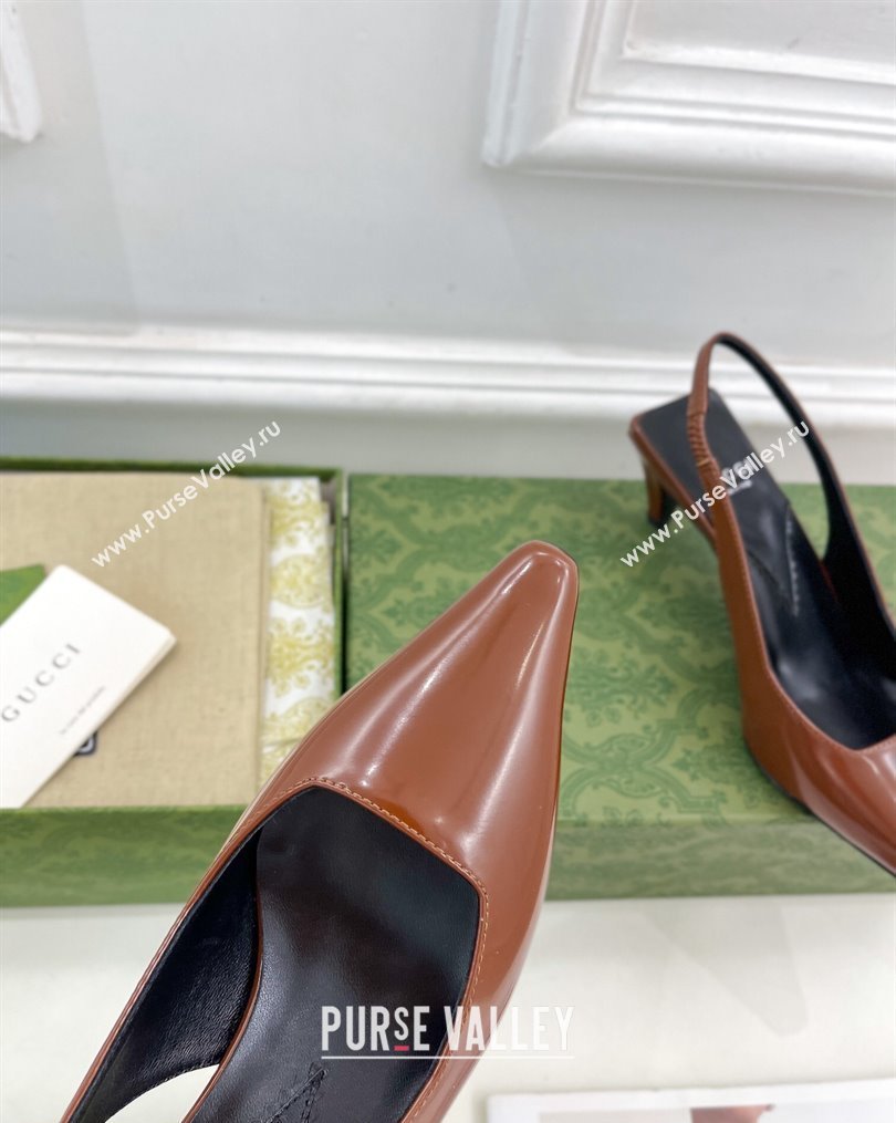 Gucci Leather Slingback Pumps ‎5.5cm 764192 Dark Brown 2023 (MD-231024009)