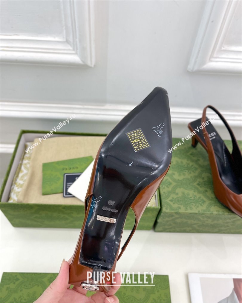 Gucci Leather Slingback Pumps ‎5.5cm 764192 Dark Brown 2023 (MD-231024009)