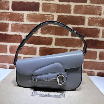 Gucci Horsebit 1955 Leather Small Shoulder Bag 764155 Grey 2023 (DLH-231114044)