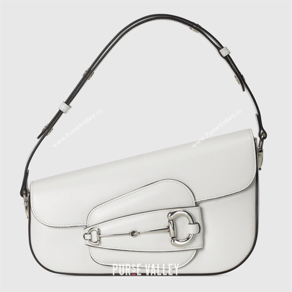 Gucci Horsebit 1955 Leather Small Shoulder Bag 764155 White 2023 (DLH-231114046)