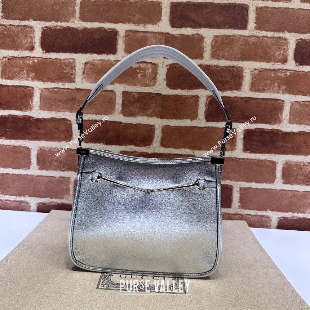 Gucci Horsebit Leather Slim Small Shoulder Bag ‎764191 Silver 2023 (DLH-231128028)